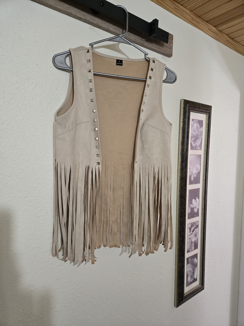 SHEIN Tan Fringe Suede-Look Vest